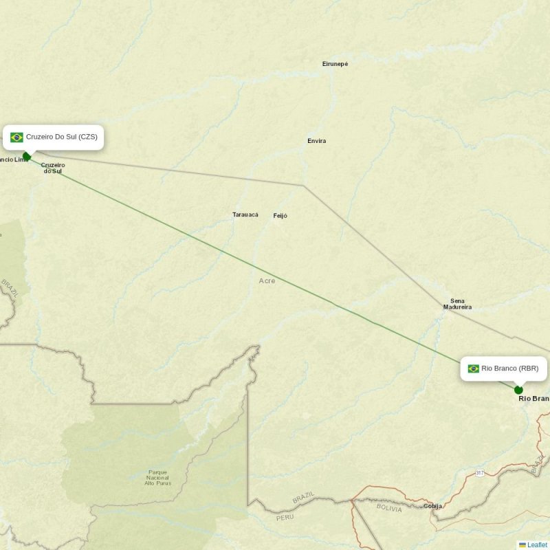 Route map over CZS airport