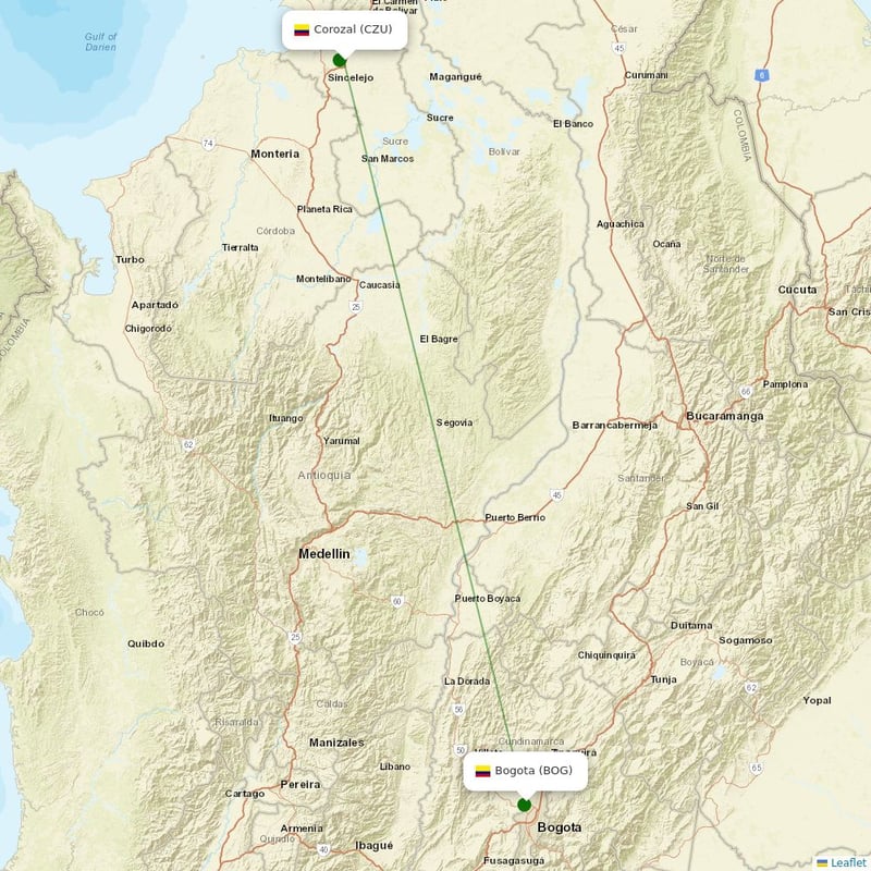 Route map over CZU airport