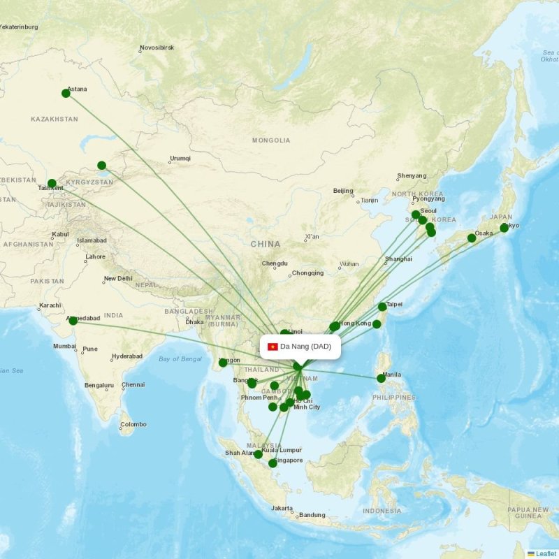 Route map over DAD airport