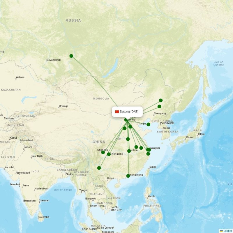 Route map over DAT airport