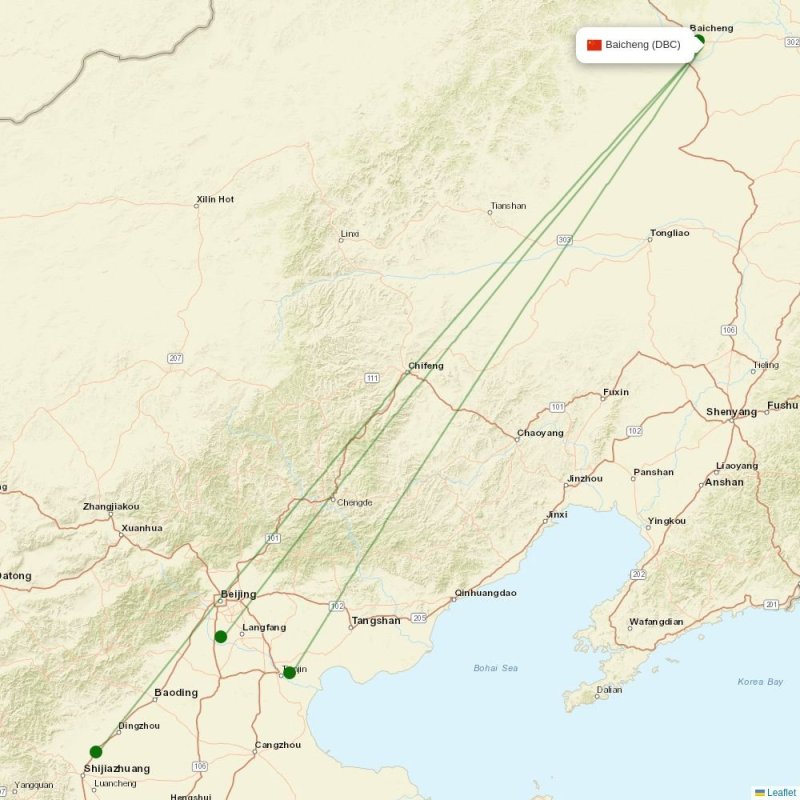 Route map over DBC airport