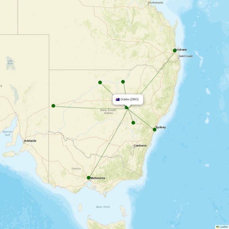 Route map over DBO airport
