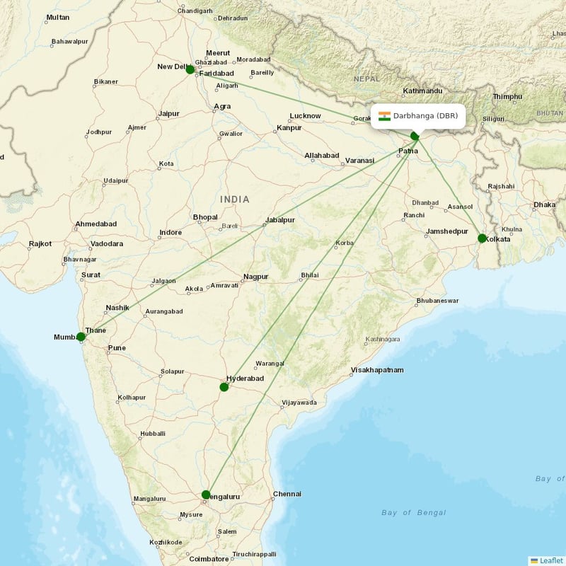 Route map over DBR airport
