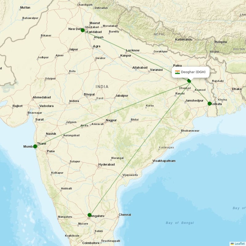 Route map over DGH airport
