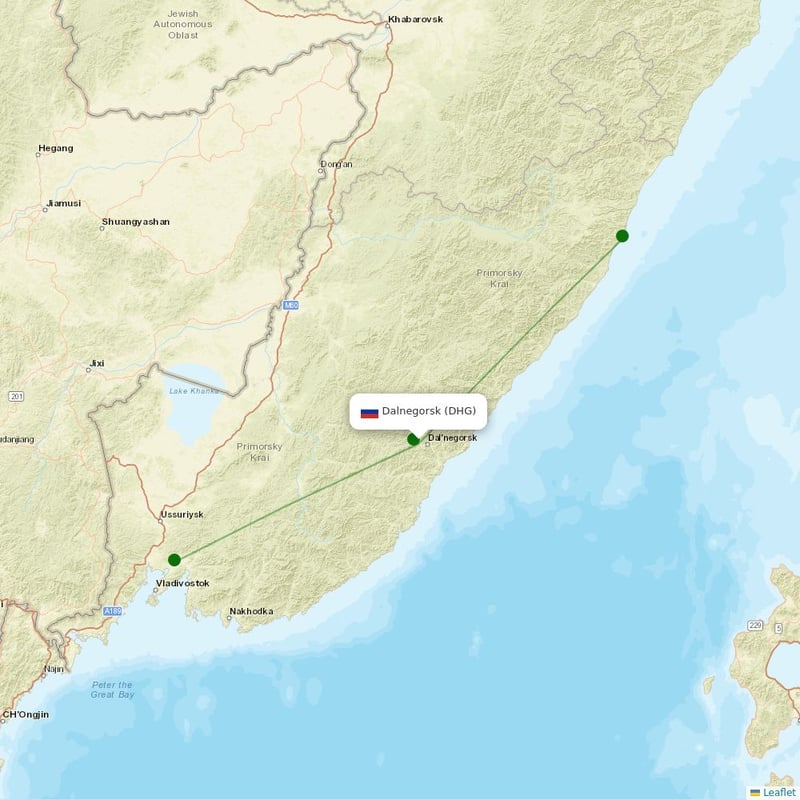 Route map over DHG airport