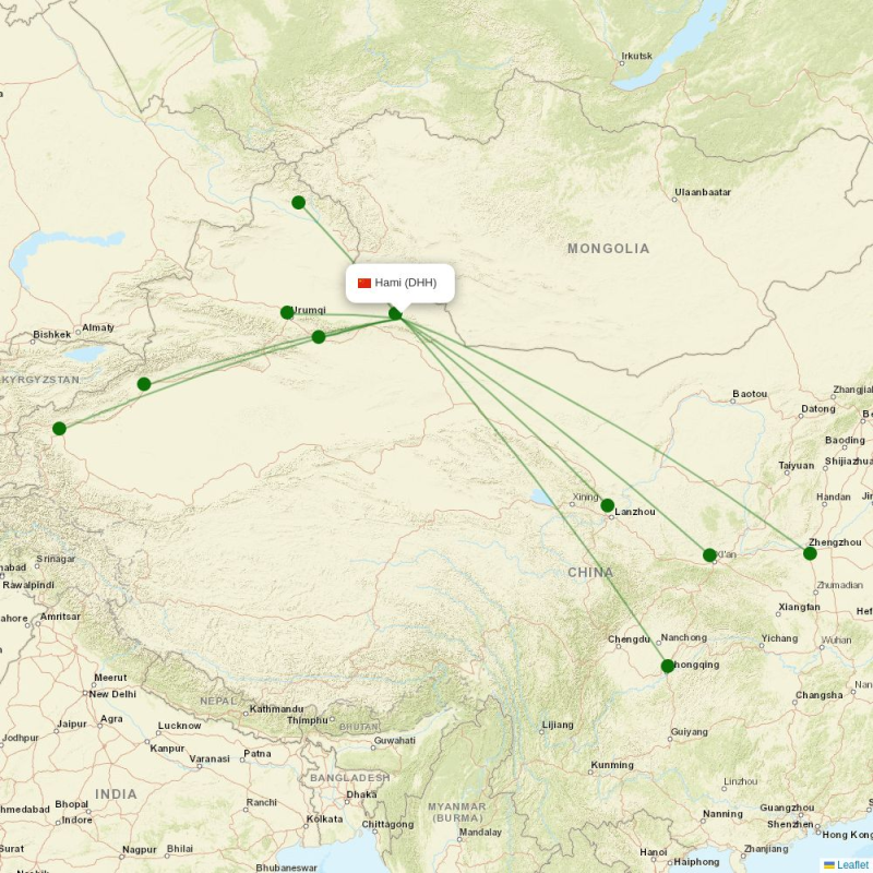 Route map over DHH airport