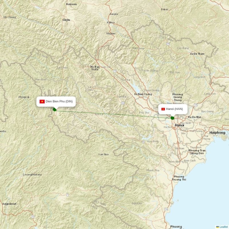 Route map over DIN airport