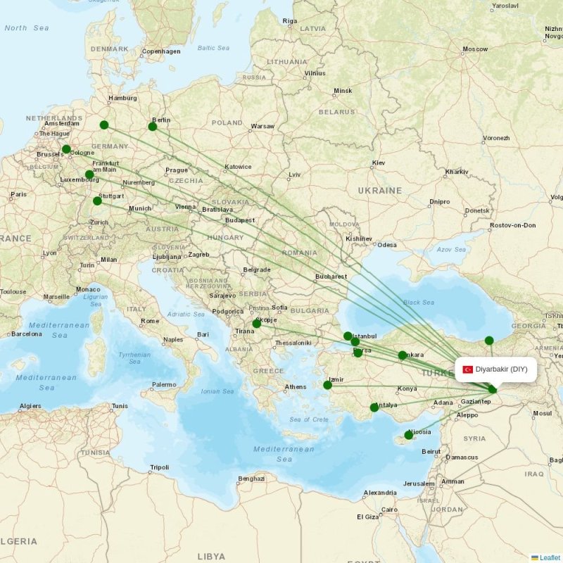 Route map over DIY airport
