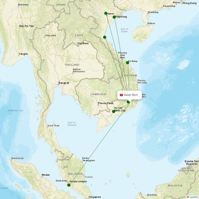 Route map over DLI airport