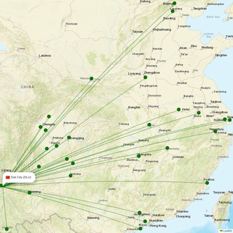 Route map over DLU airport