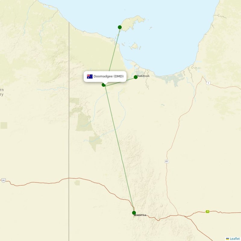 Route map over DMD airport