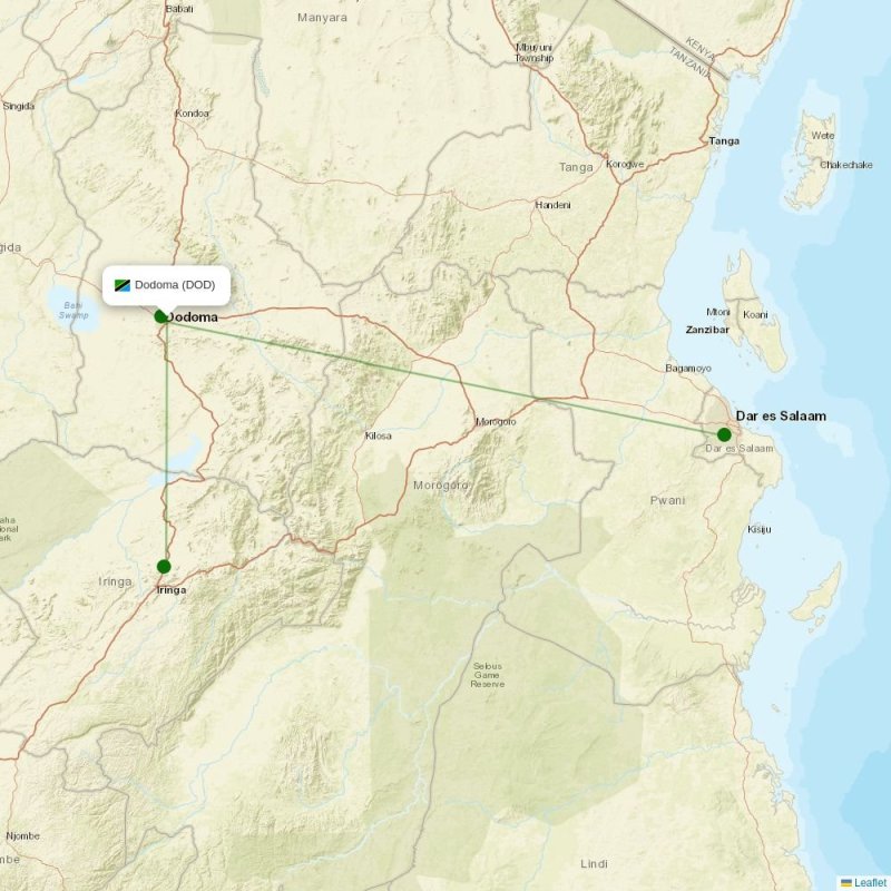 Route map over DOD airport