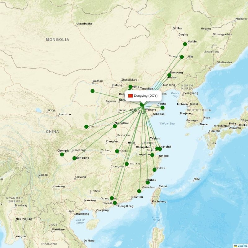 Route map over DOY airport