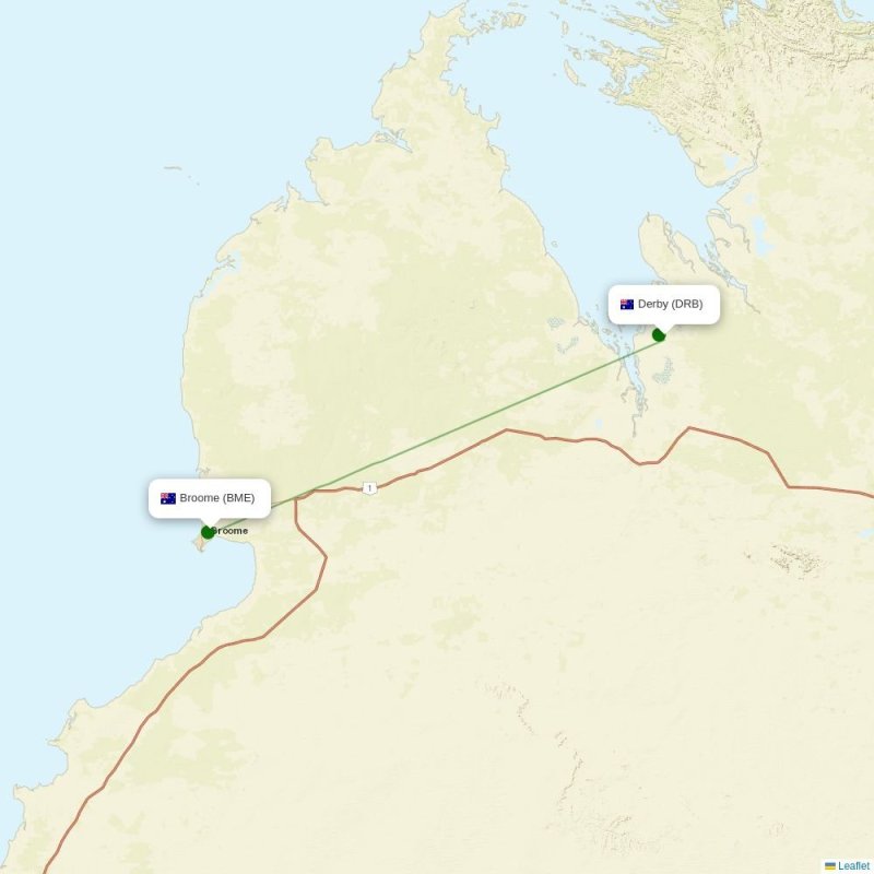 Route map over DRB airport