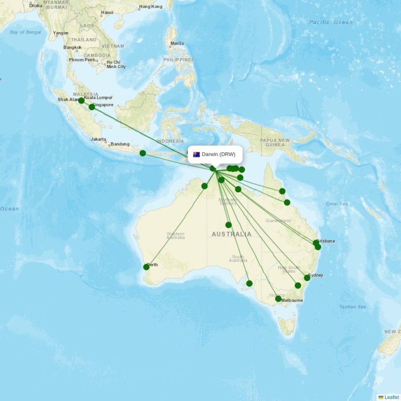 Route map over DRW airport