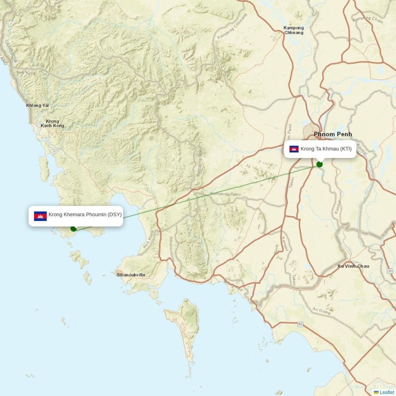Route map over DSY airport