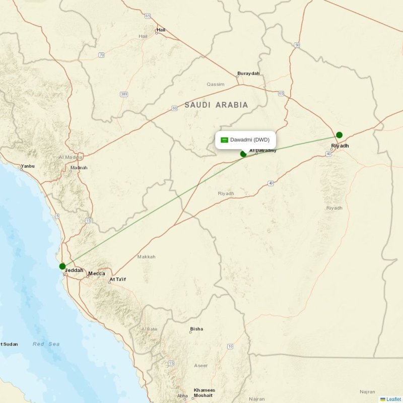 Route map over DWD airport