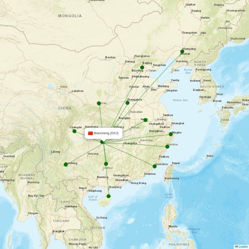 Route map over DXJ airport