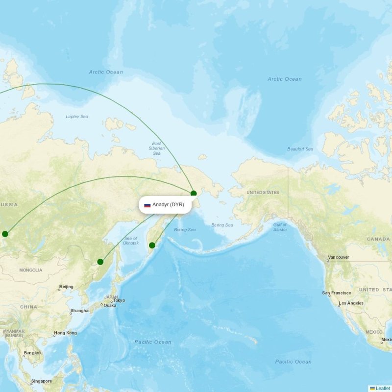 Route map over DYR airport