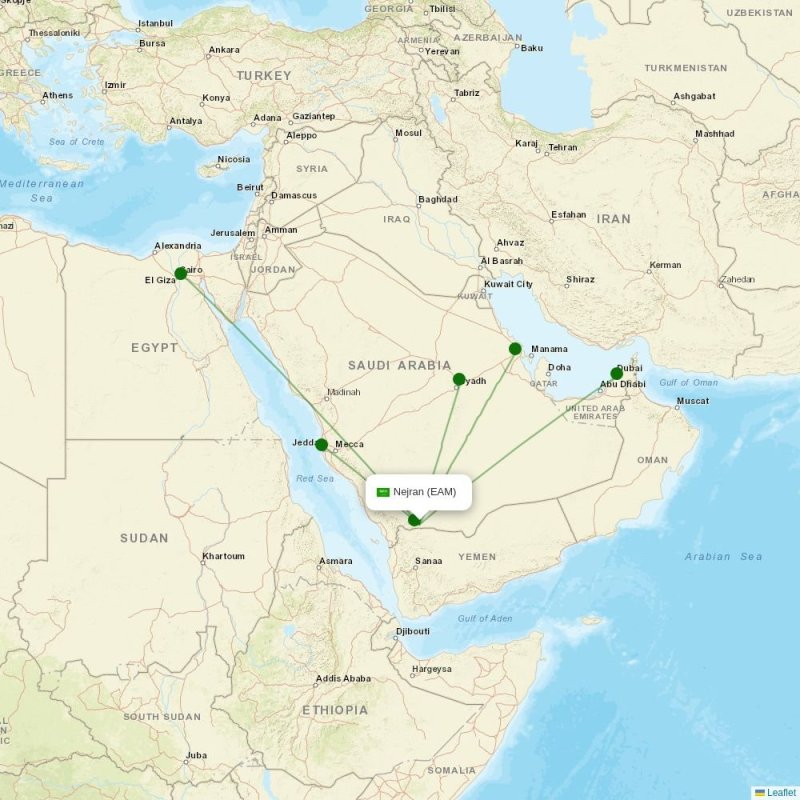 Route map over EAM airport