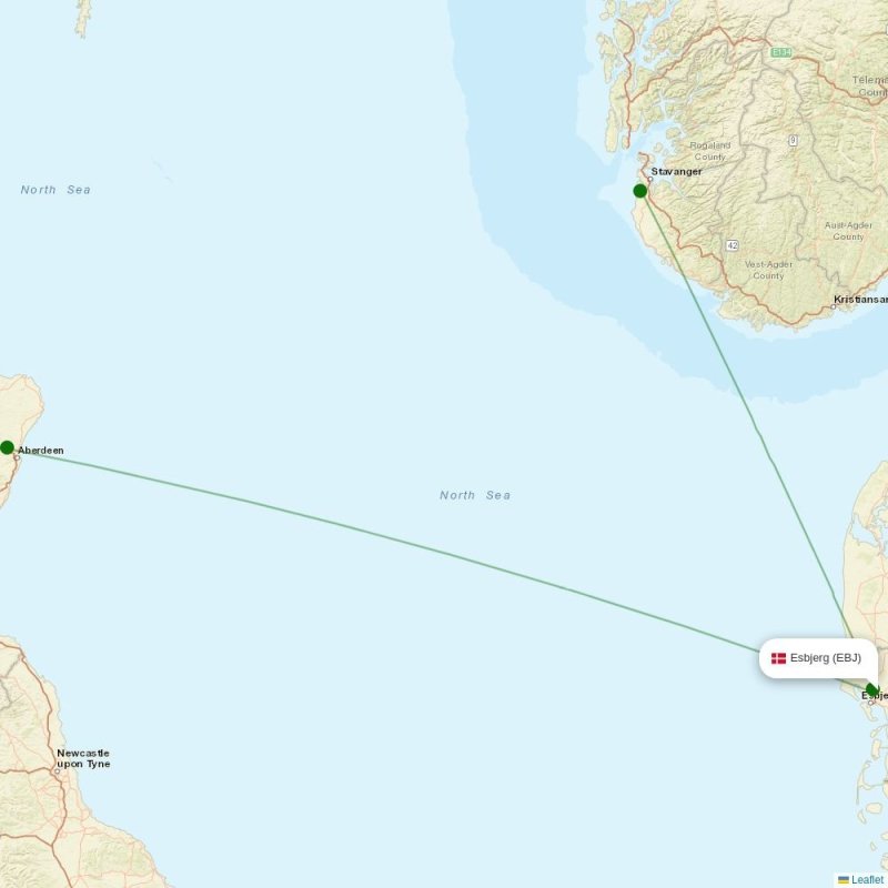 Route map over EBJ airport