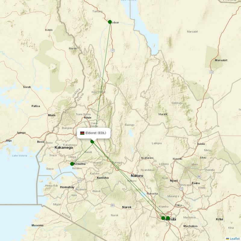 Route map over EDL airport