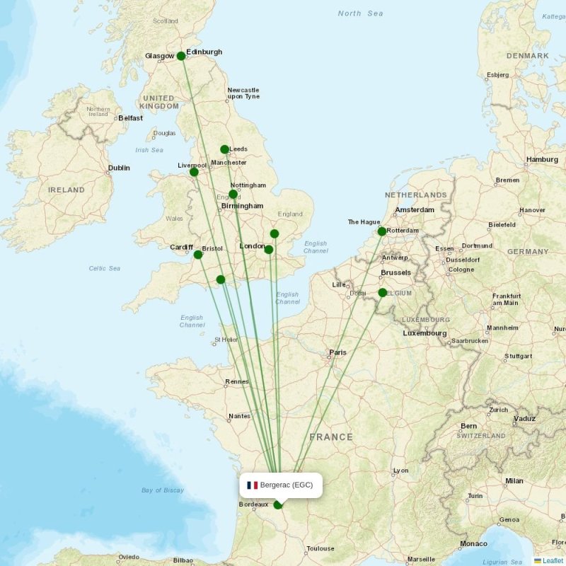 Route map over EGC airport