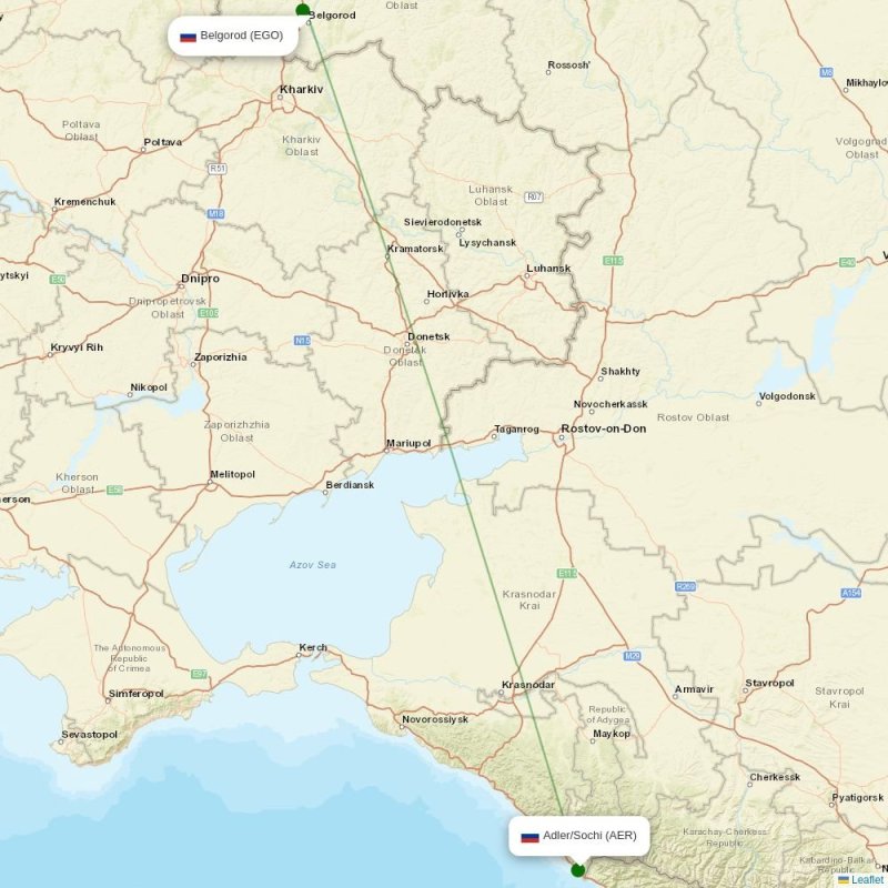 Route map over EGO airport
