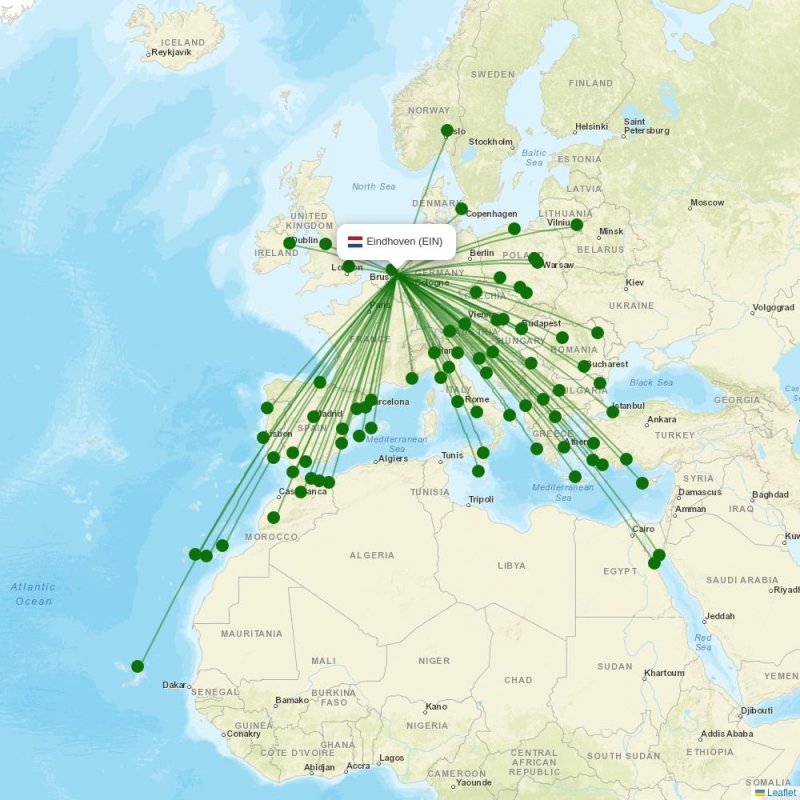 Route map over EIN airport