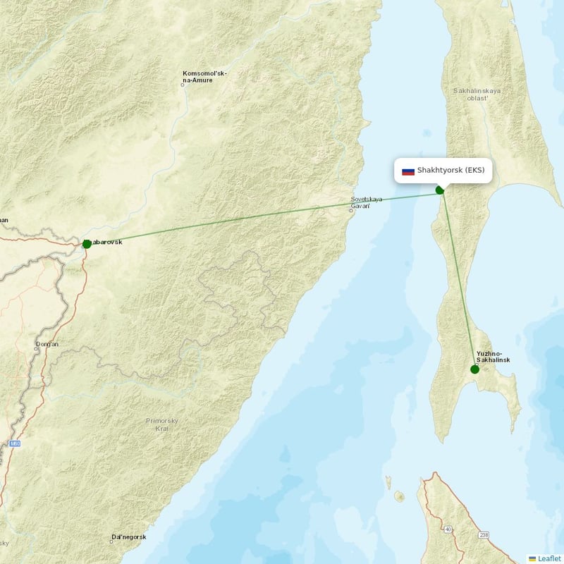 Route map over EKS airport