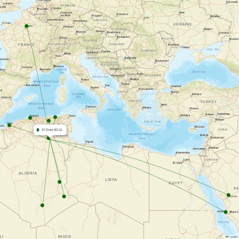 Route map over ELU airport