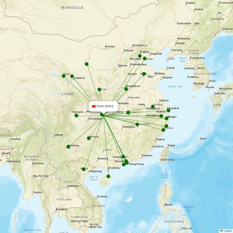 Route map over ENH airport
