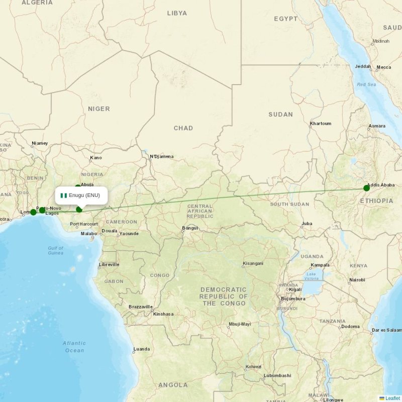 Route map over ENU airport
