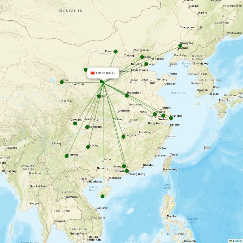Route map over ENY airport