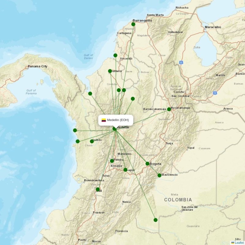 Route map over EOH airport
