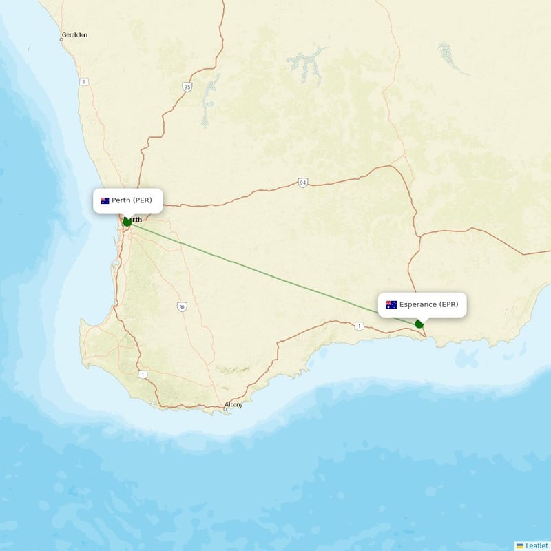 Route map over EPR airport