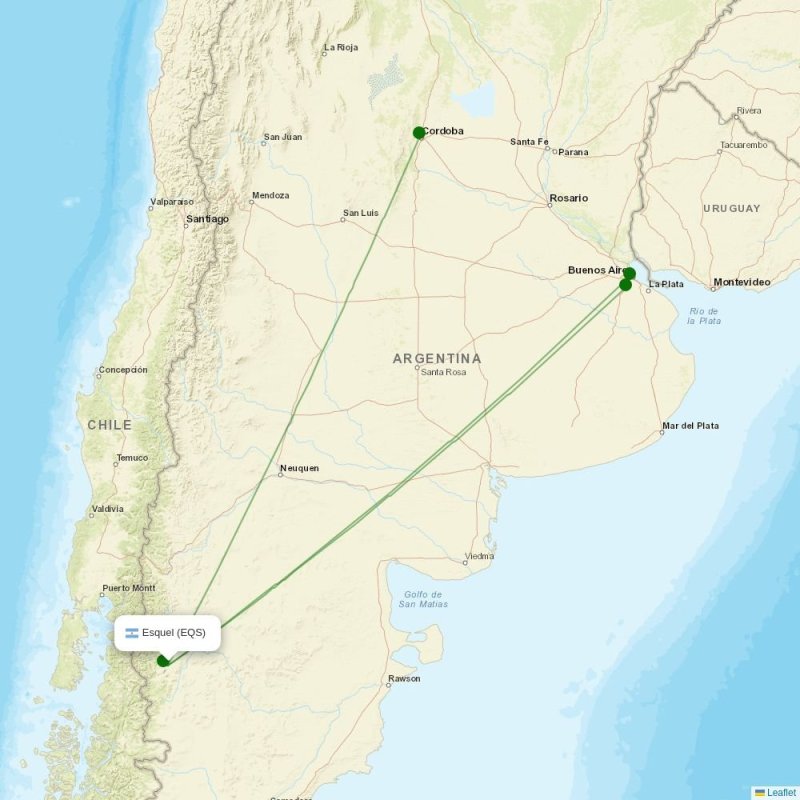 Route map over EQS airport