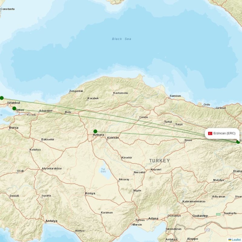 Route map over ERC airport
