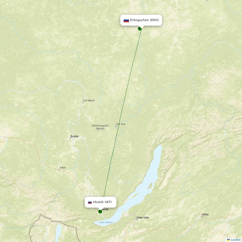 Route map over ERG airport