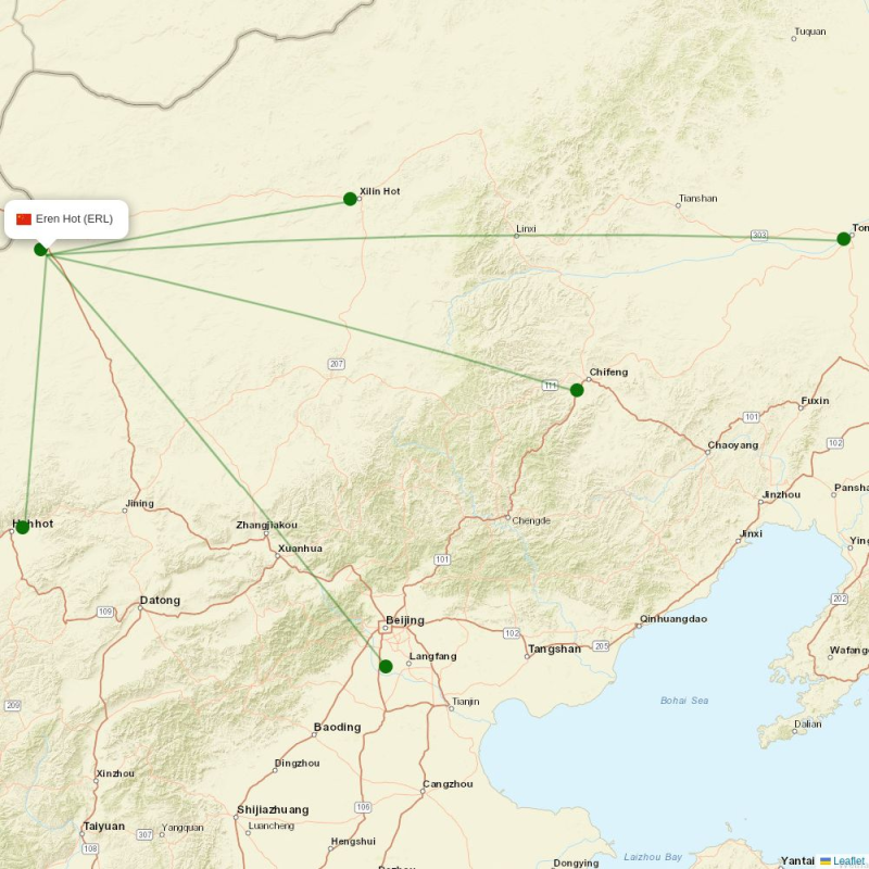 Route map over ERL airport