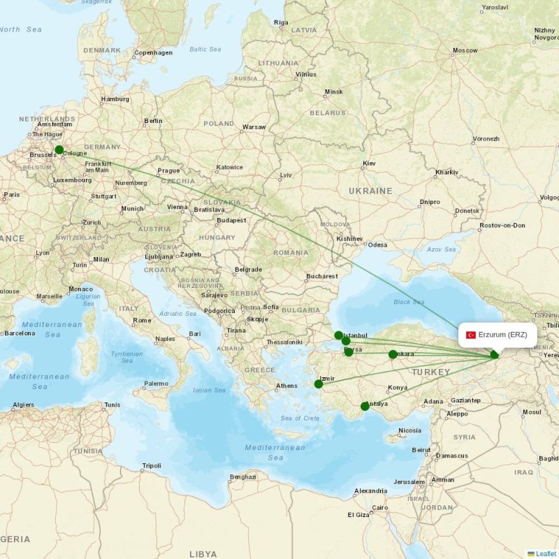 Route map over ERZ airport