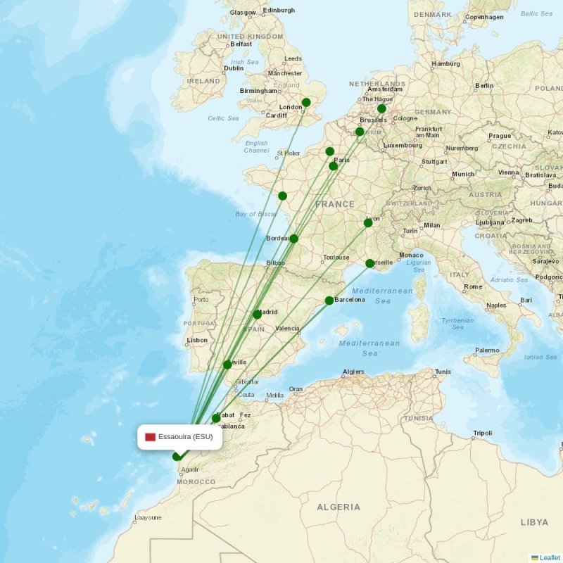 Route map over ESU airport