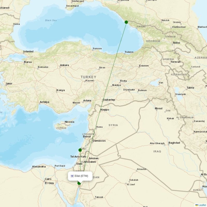 Route map over ETM airport