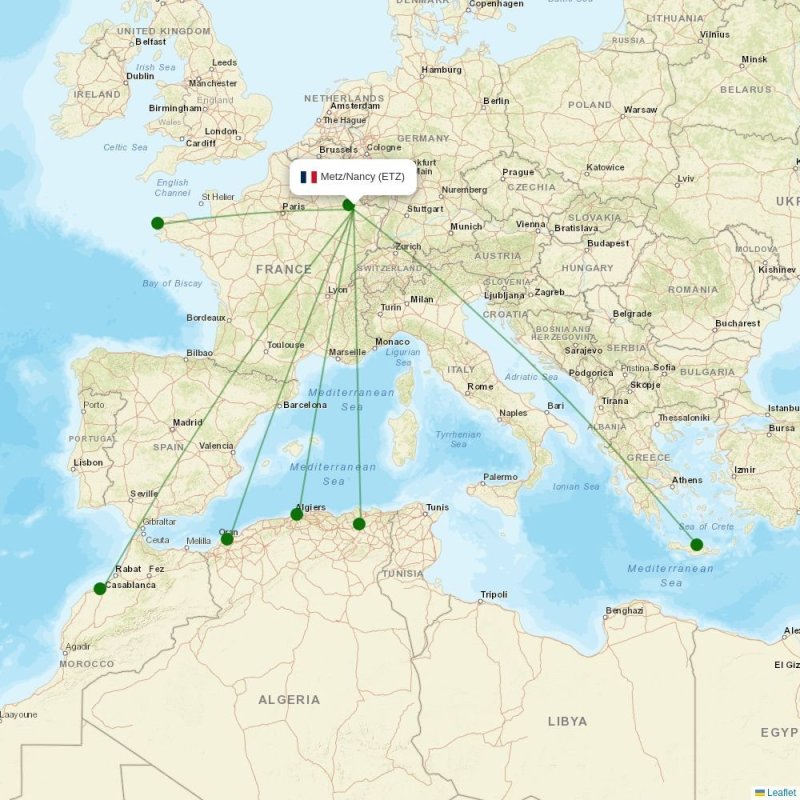 Route map over ETZ airport