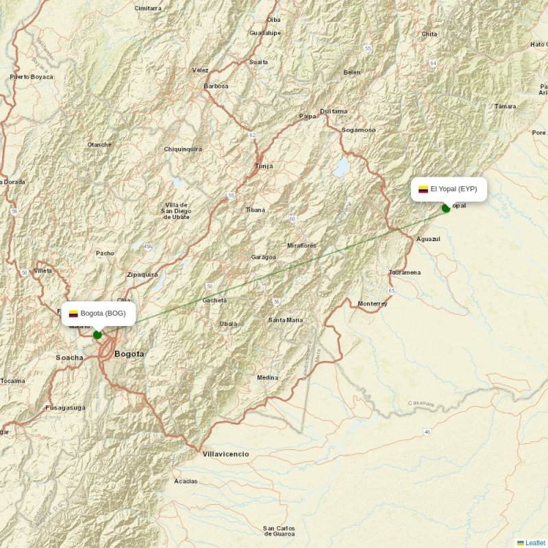 Route map over EYP airport