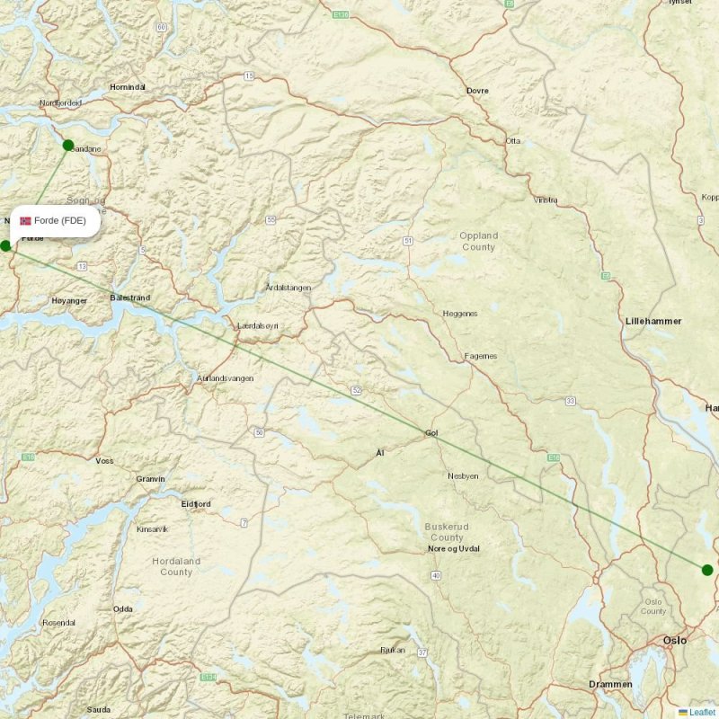 Route map over FDE airport