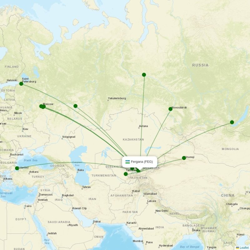 Route map over FEG airport