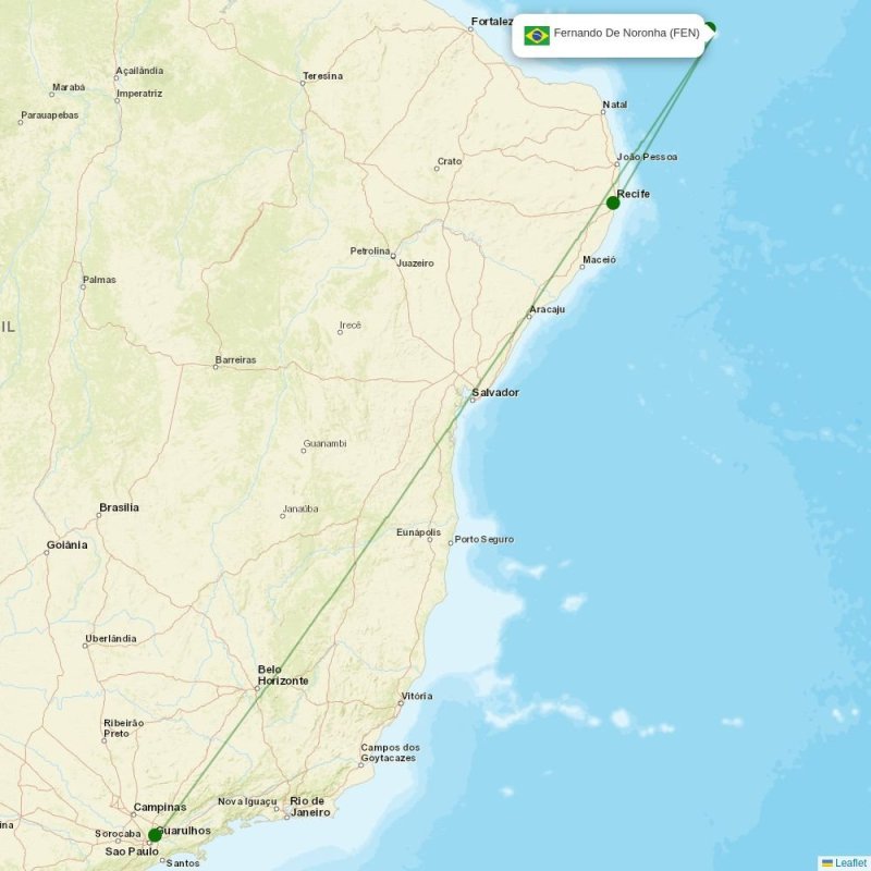 Route map over FEN airport