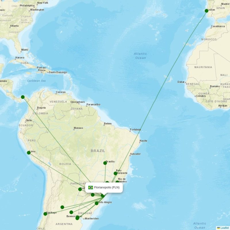 Route map over FLN airport
