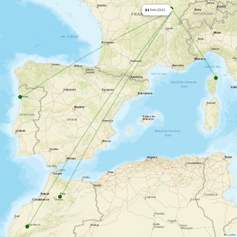 Route map over FNI airport